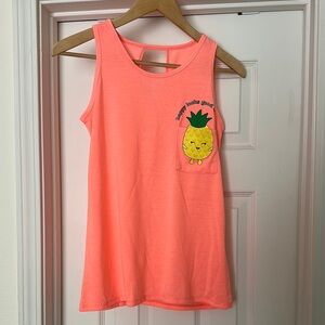 Kids Pink Sleeveless Top with Pineapple Design